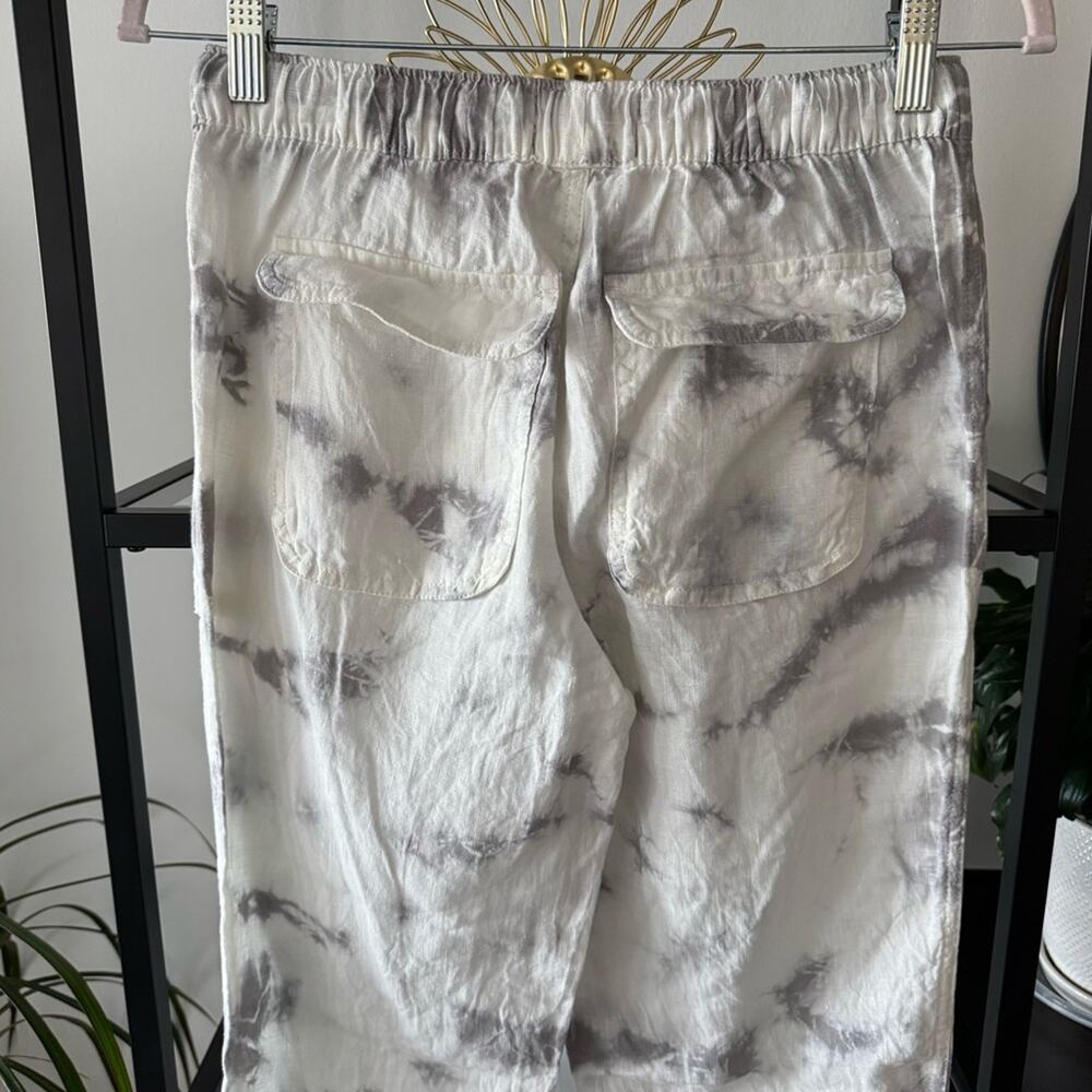 Rachel Zoe White Grey Tie Dye 100% Linen High Rise Lightweight Jogger Pants XS - Picture 4 of 10
